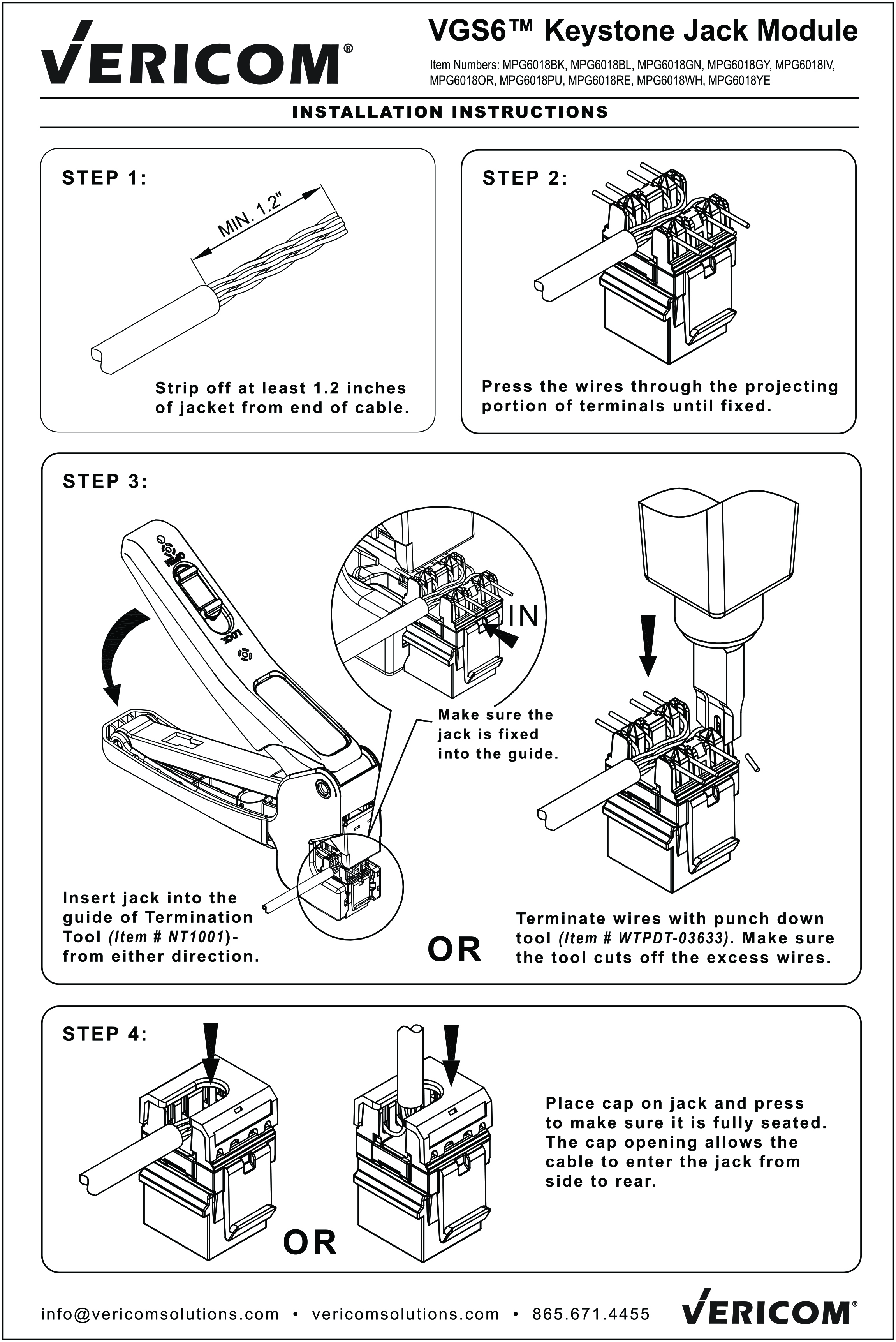 VGS6 Keystone Jack User Manual