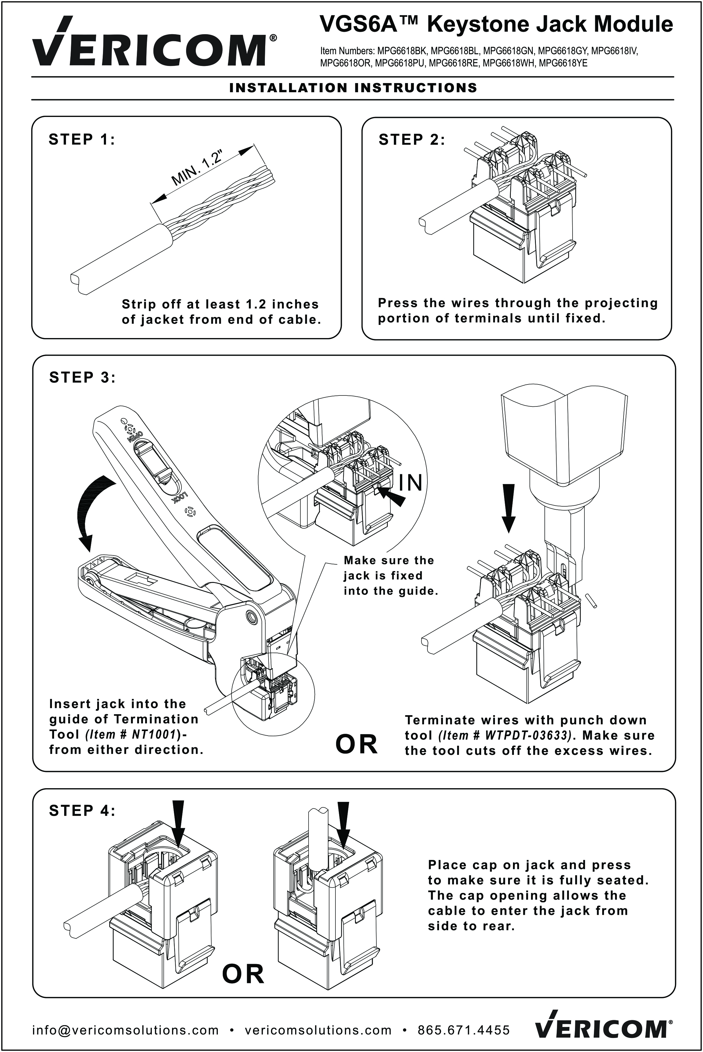 VGS6A Keystone Jack User Manual