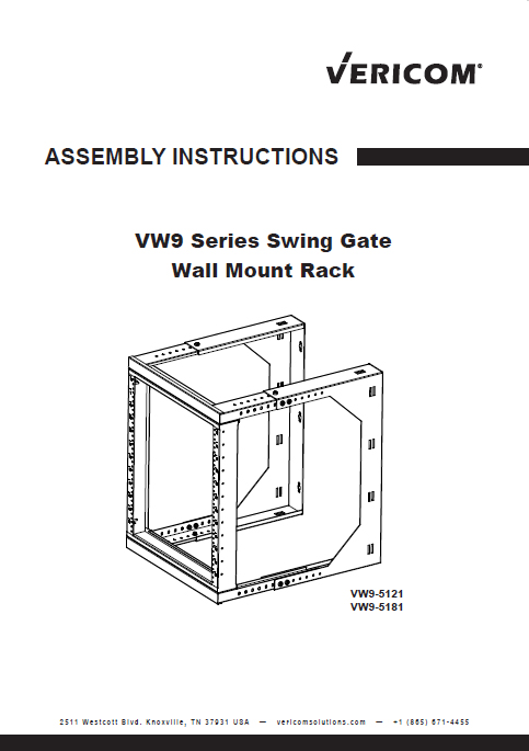 VW9 Series Swing Gate Wall Mount Rack Manual