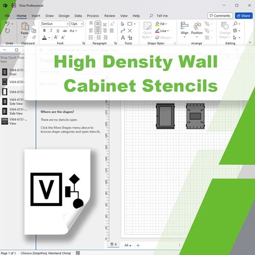 VW4 Series High Density Wall Cabinet Visio Stencils