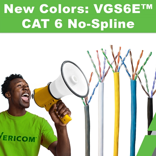 New Colors: VGS6E™ CAT 6 U/UTP No-Spline Plenum & Riser Rated Cable