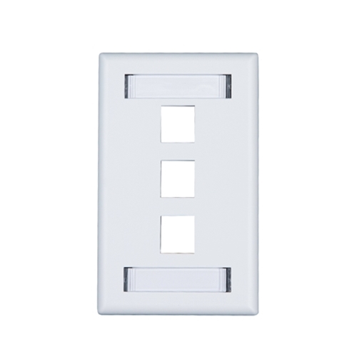 3-Port Keystone Single Gang Faceplate w/ Labels