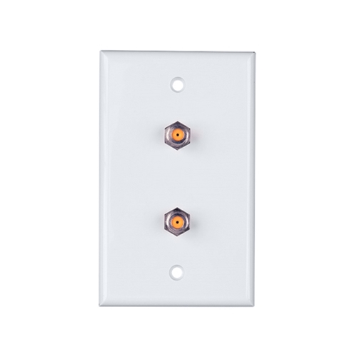 Vericom Dual Wall Plate SCTE Compliant with orange insert in white