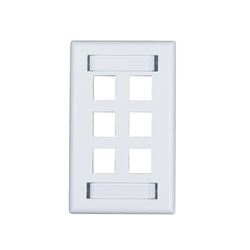 6-Port Keystone Single Gang Faceplate w/ Labels